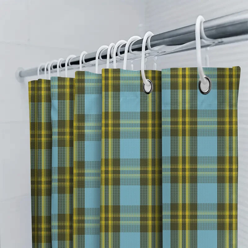 Modern Plaid Shower Curtain Waterproof Bath Decoration Privacy Decorative Rod Pocket White Purple Yellow Checkered Size Customiz