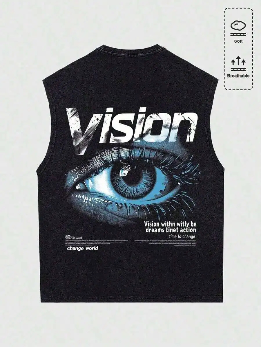 

Mens Washed Vintage Distressed Sleeveless Tank Top Summer High Street Casual Style