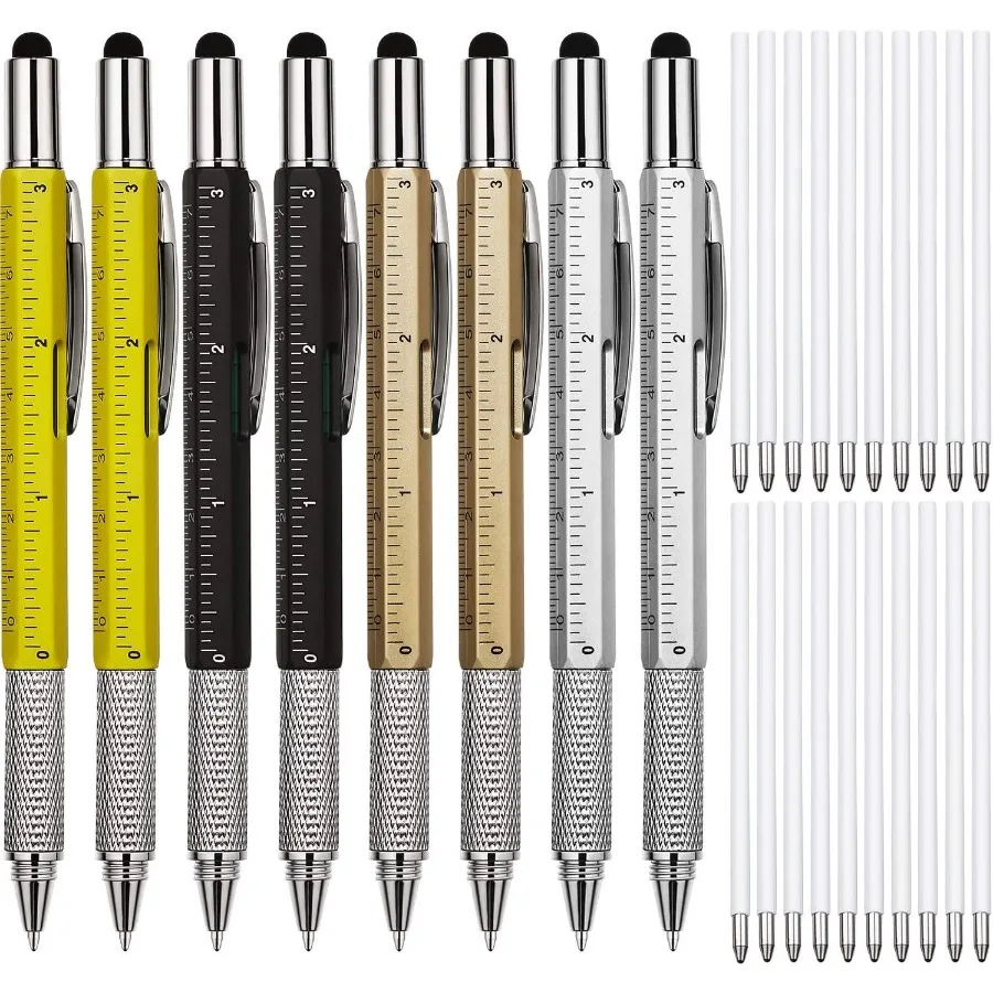 Zhanmai 8-delige multitool-pennen 6-in-1 multitool-pennenset met vullingen voor verjaardagscadeaus voor mannen Kerstsokvullers voor mij