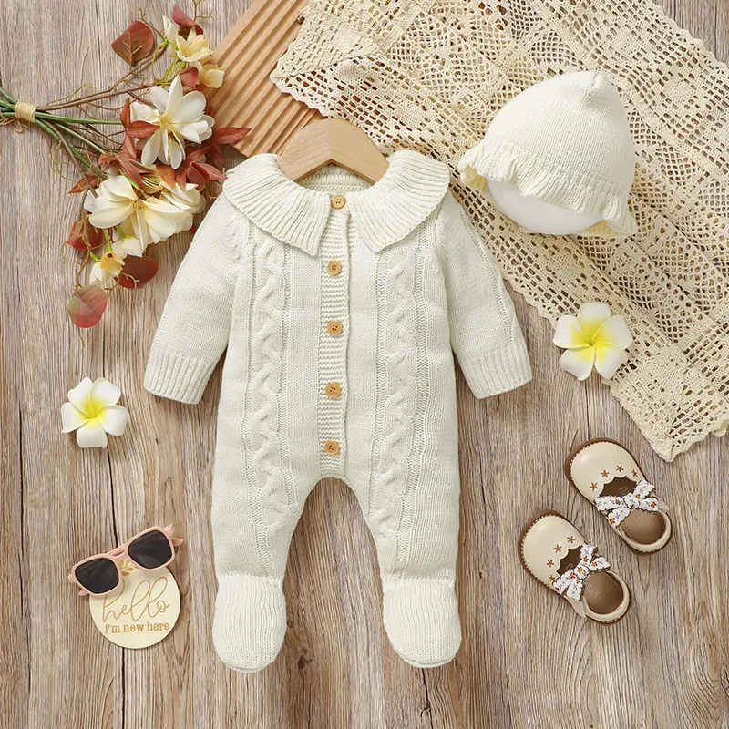 Set De Ropa Para Sesión De Fotos De Bebé Recién Nacido – Mono A Rayas Y Gorro Anudado, 0-2 Meses, Unisex Y Súper Suave