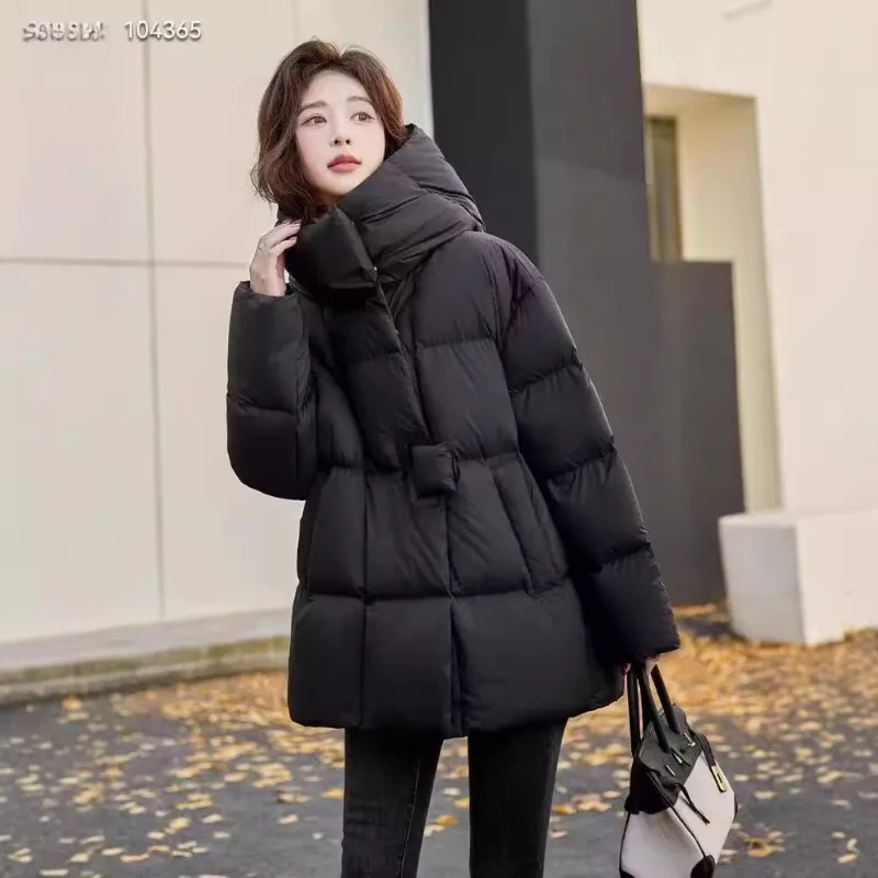 Women's Winter Tops Jacket Down Jacket White Duck Down Package Hip Cape Large Warm Thickened Retro Leisure Soft Niche Versatile