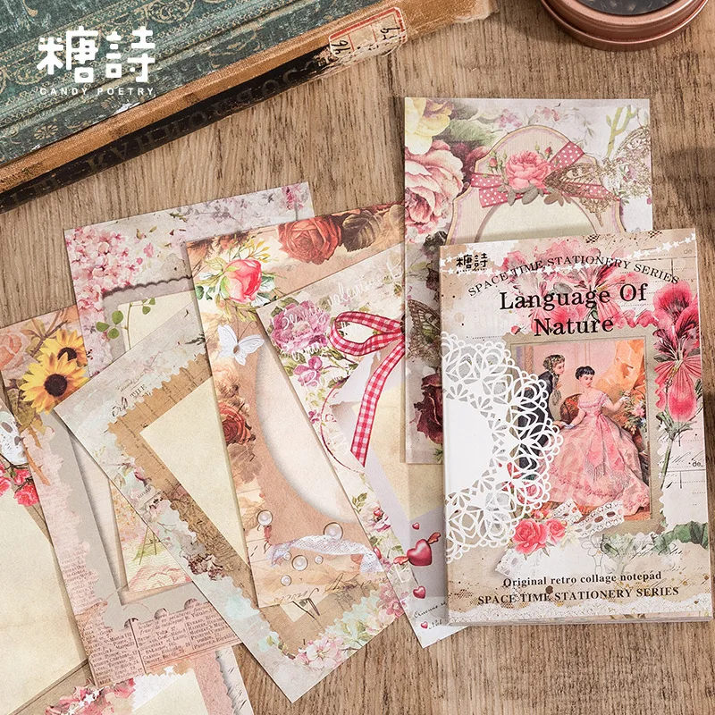 60pcs/lot Memo Pad Material Paper vintage Space-time Junk Journal Scrapbooking card Junk Journal Background paper Notepad