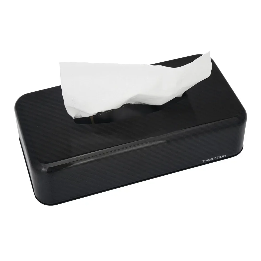 Car Carbon Fiber Tissue Box Paper With Parking Number Towel Case Tissue Holder