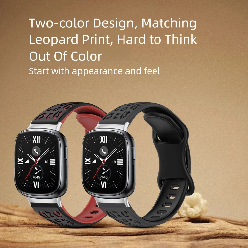 حزام بطبعة الفهد لساعة Honor Watch 4 سريع الإصدار مقاوم للماء من السيليكون، حزام ساعة ذكية قابل للتعديل لساعة Honor 4