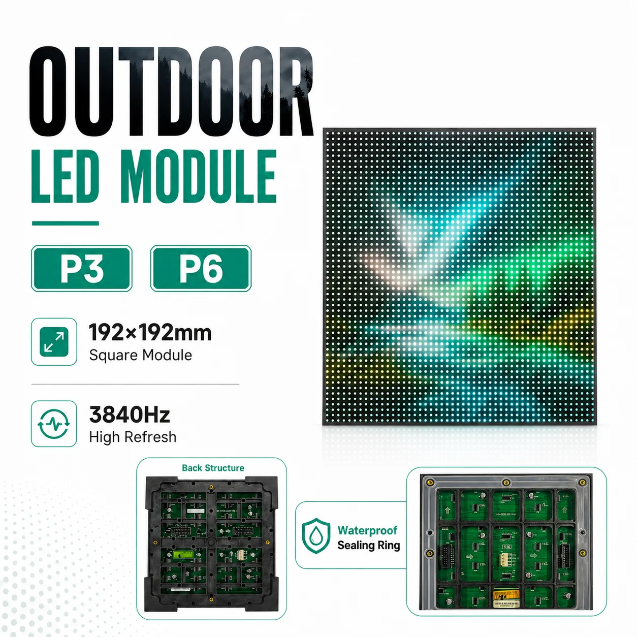 HD Outdoor SMD P3 P6 RGB LED Panel Module Full Color Video Wall Module 192*192mm