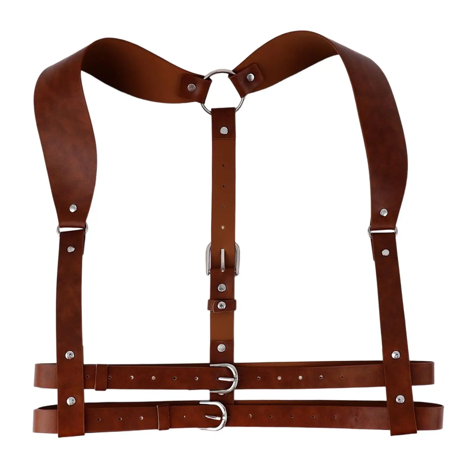 Women Punk Corset Belt PU Leather Caged Harness Adjustable Waistband Overbust Bustier Steampunk Girdle Clothing Accessory