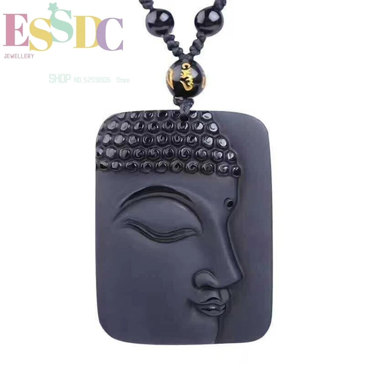 

Natural Obsidian Stone Buddha Head Pendant Half Face Great Sun Buddha Necklace For Men And Women Jewellery Gift Amulet Charm