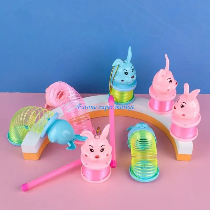 090B 12x Rabbit Glow Rainbow Ring Small Lantern Toy Lantern Rainbow Ring Decorations