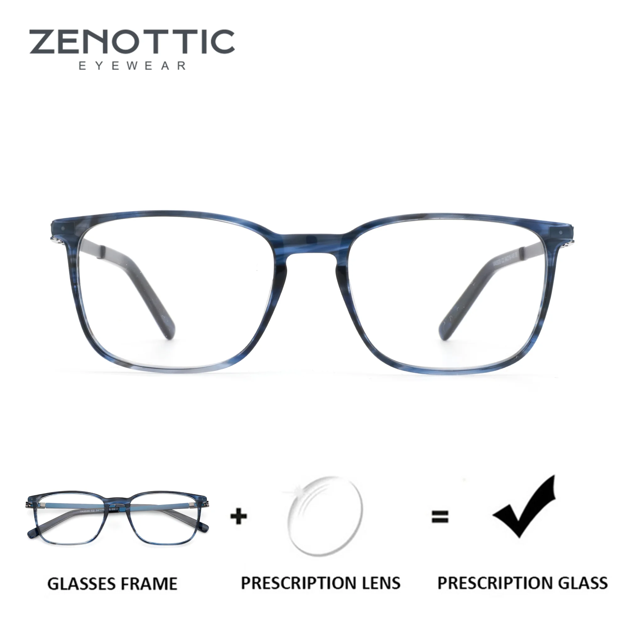 

ZENOTTIC（ L Size） Handmade Acetate Square Prescription Glasses Photochromic Optical Eyewear Progressive Eyeglasses For Men