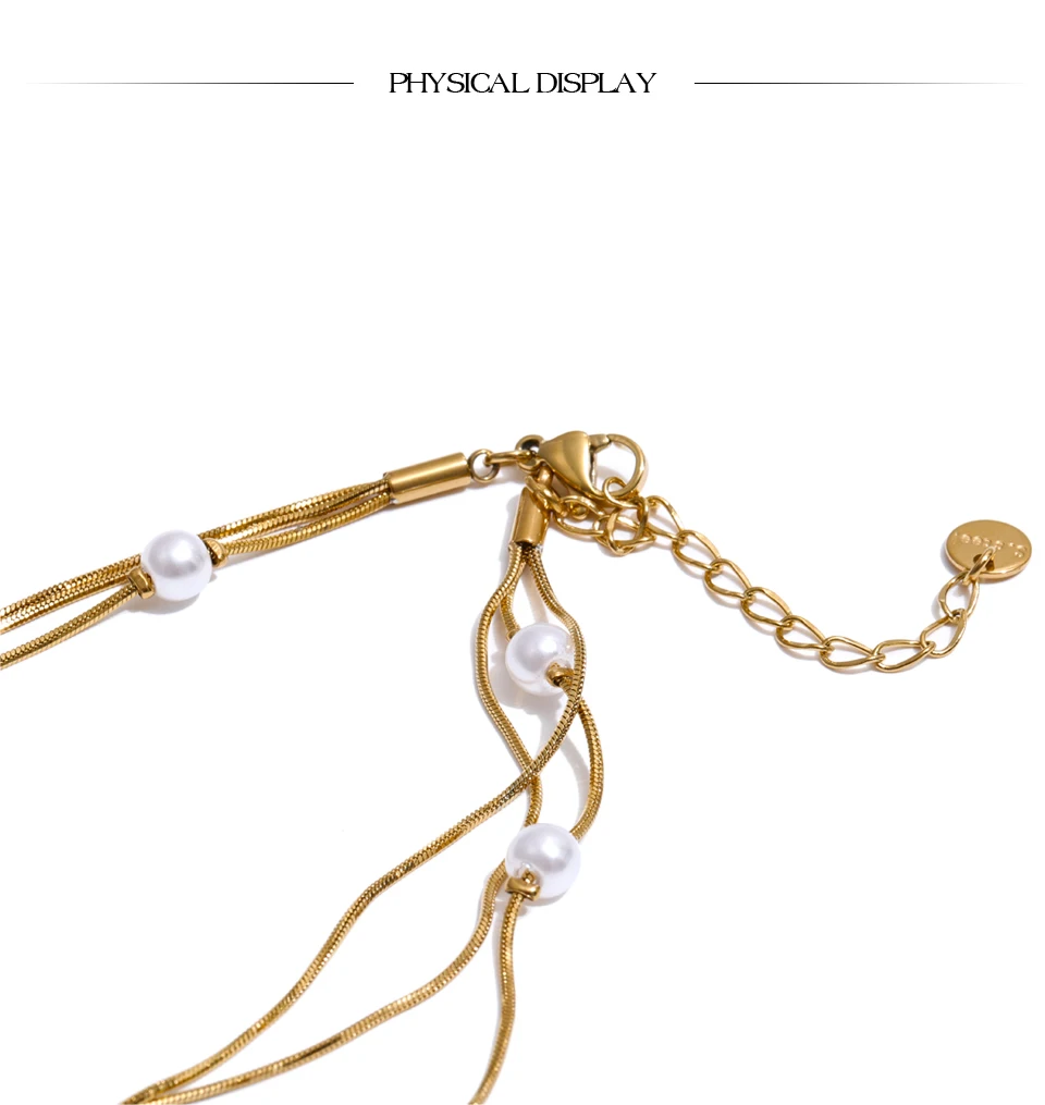 Yhpup Neue Quadratische Kette Stilvolle Edelstahl Simulierte Perlen Layered Stapeln Halskette Frauen Mode Charme Kragen Schmuck – Detail 8