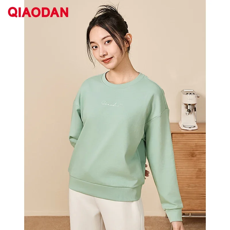

QIAODAN Winter Pullover Women Casual Loose Fit Round Neck Long Sleeve Tops Soft Breathable Sweatshirt Sportswear XWD32231331A