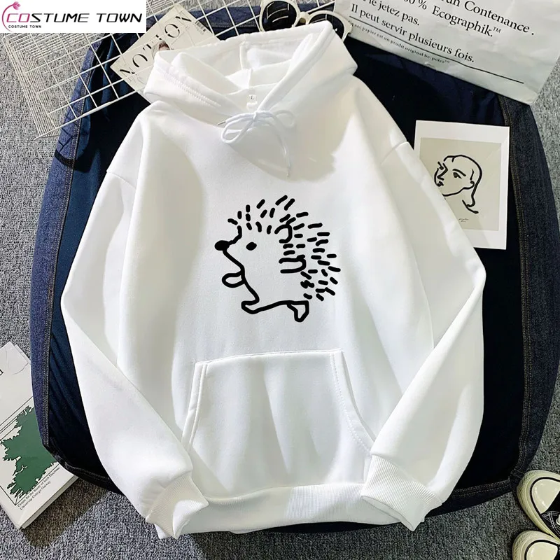 

Autumn Korean version new hedgehog print hooded trendy top