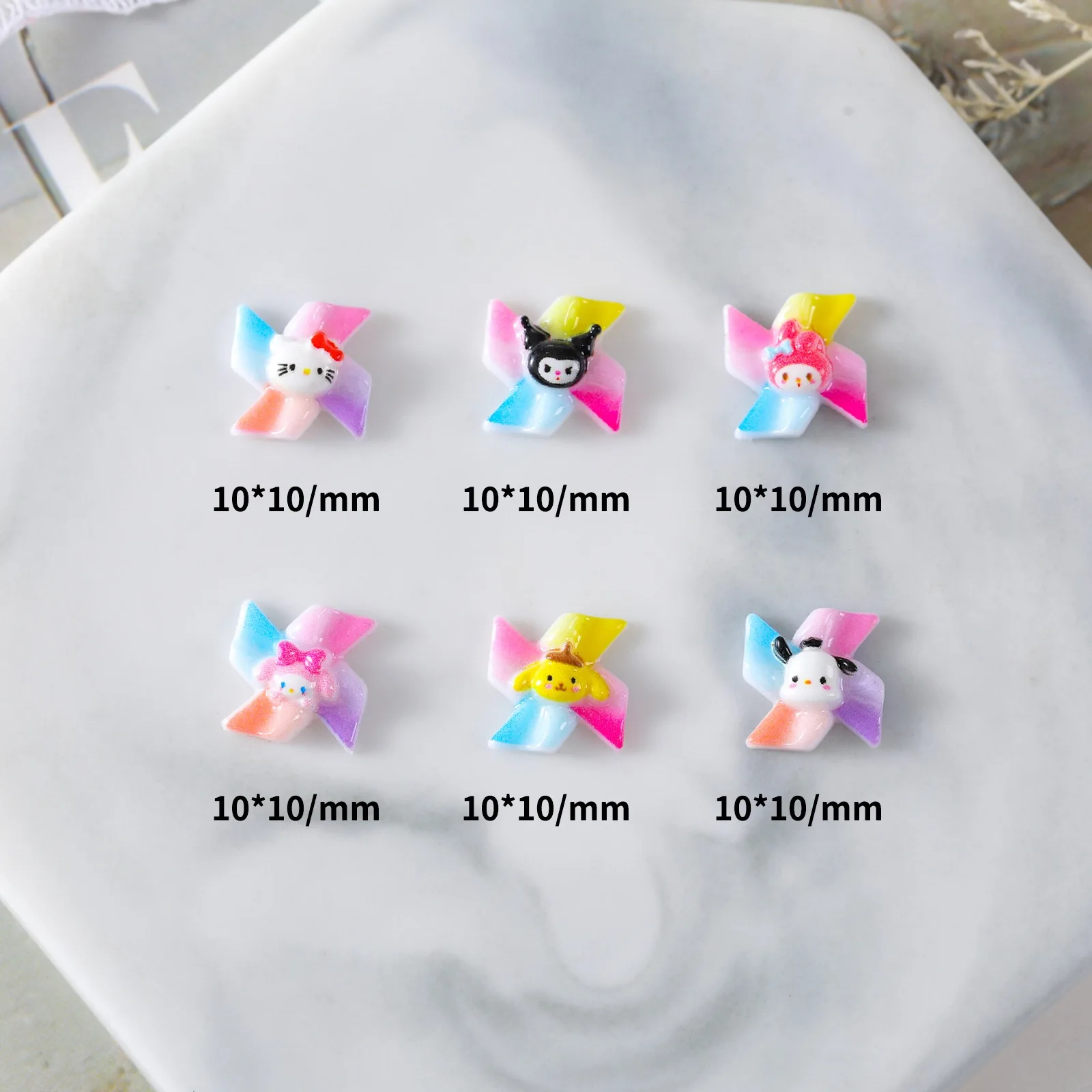 50pcs Colorful Resin cartoon pinwheels Animal Flatback Manicure Scrapbook Craft DIY Accessory Decor Figurine