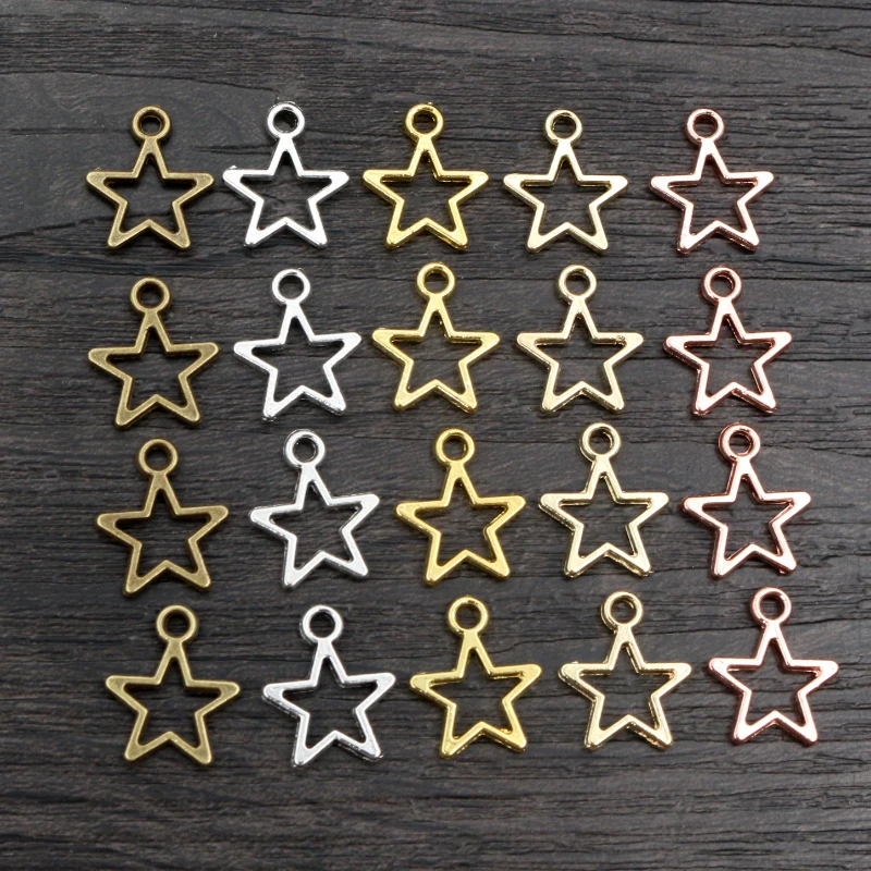 100pcs Star Charms Antique Pendant fit,Vintage Tibetan Bronze Gold Silver color,DIY Jewelry Making For Bracelet Necklace