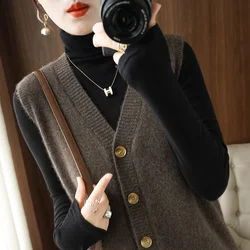 Sweater Vest Spring Autumn Warm Fashin Korean Soft Loose Knit Vest V-neck Knitwear Pullovers Short Style Sweater Vest 2026