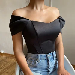 Elegant Satin Bow Tie Corset Top for Women Summer Sleeveless Backless Cropped Tops T SHIRT Club Party Clothes