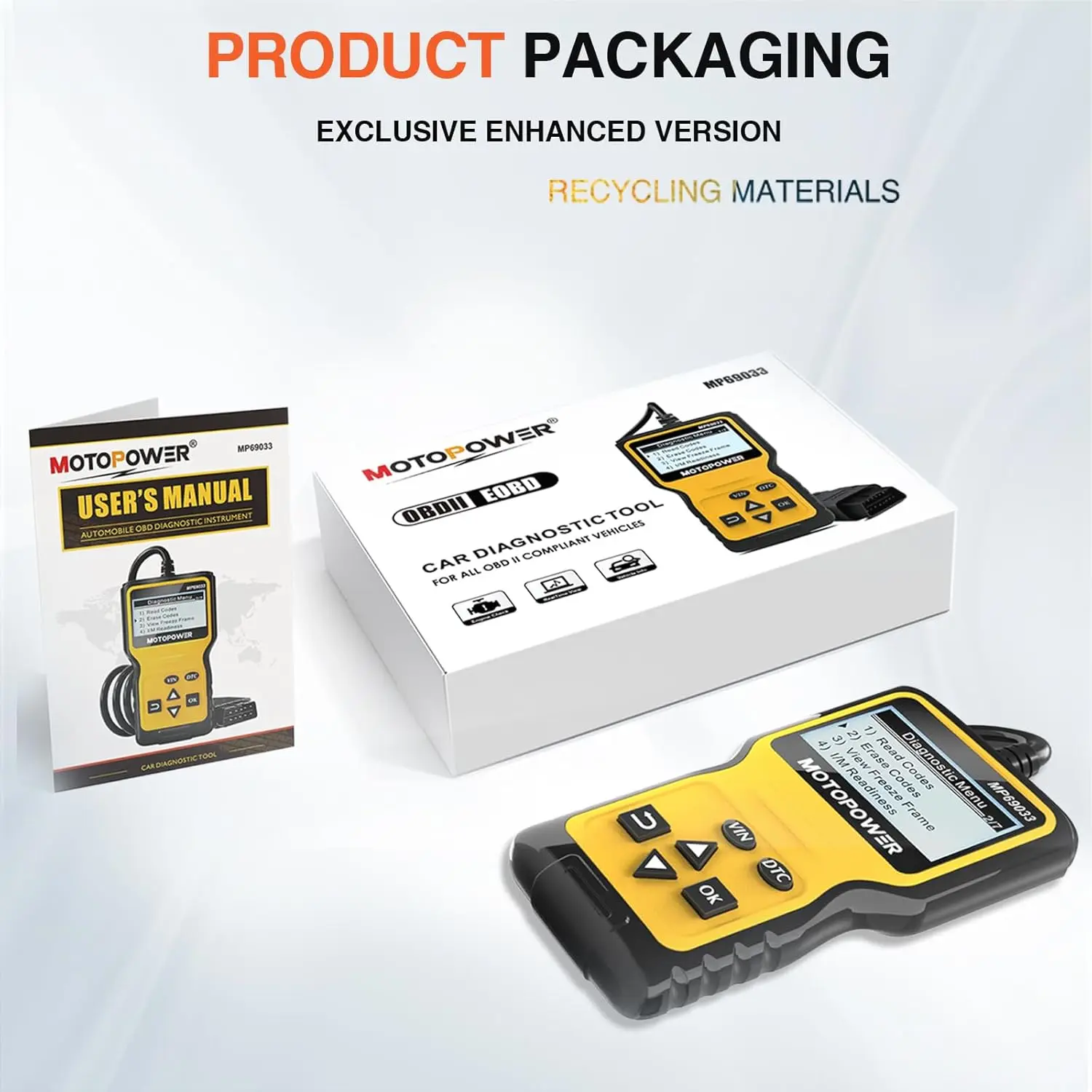 MP69033 OBD2 Scanner Code Reader for All OBD II Cars Since 1996, Yellow