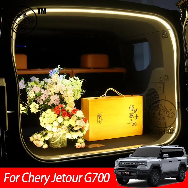 

For Chery Jetour G700 2025 2026 Rear Trunk LED Light Bar Strip Trunk Interior Brightening Decorative Lamp Strip Automatic Light