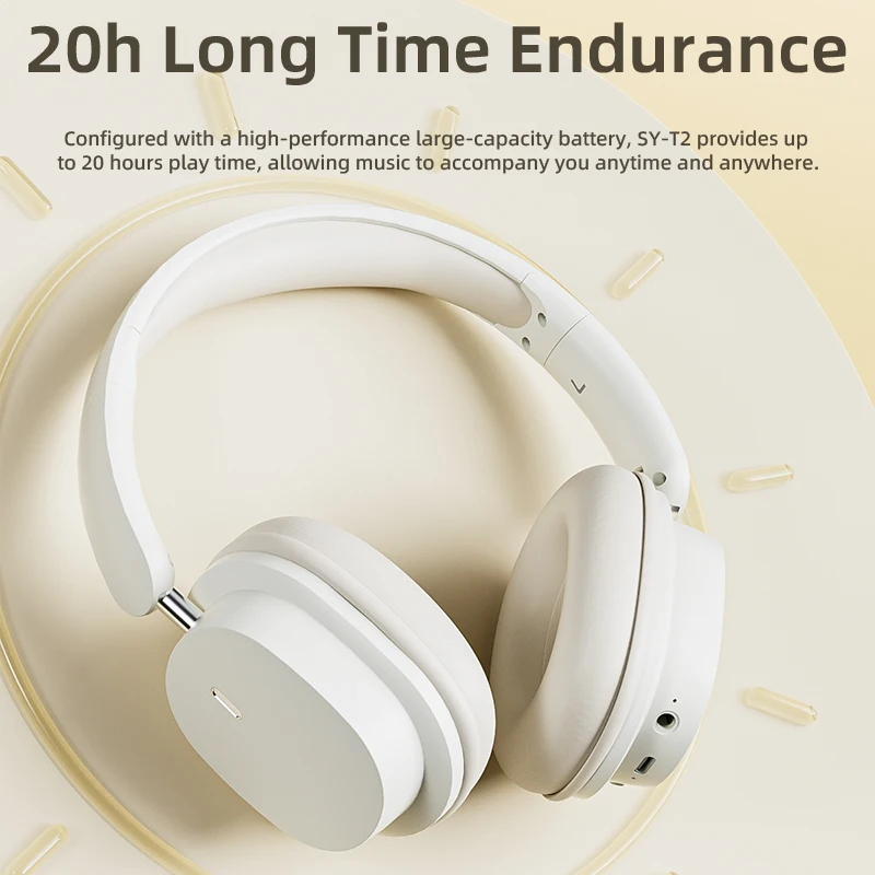 Bluetooth 5.3 패션 무선 헤드폰 HIFI 스테레오 휴대용 오버이어 비즈니스 헤드셋 모든 스마트폰용 마이크가 있는 저지연 게이밍 헤드셋