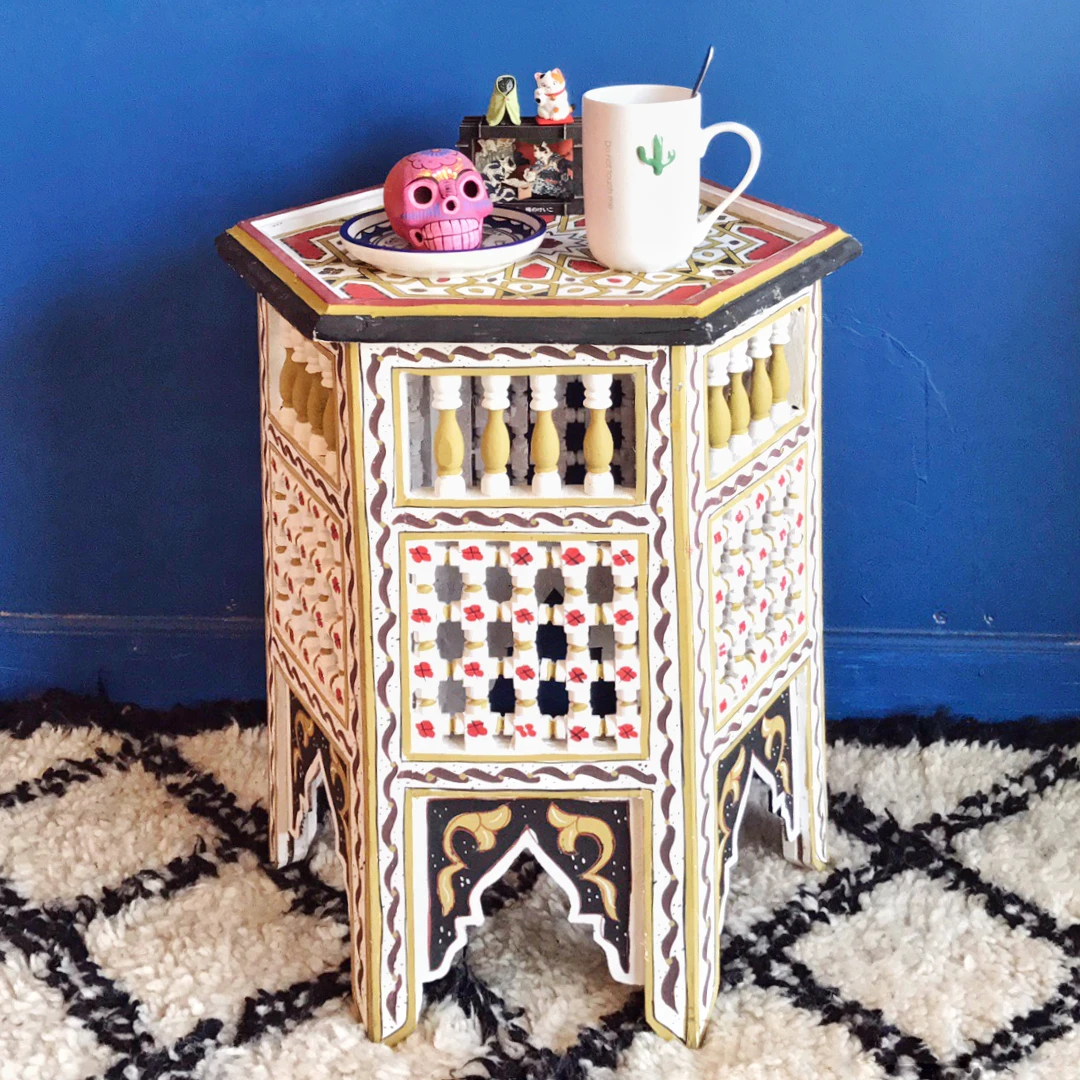 Moroccan hand-painted coffee table imported hexagonal table table, homestay living room coffee table, side table, North Africa B