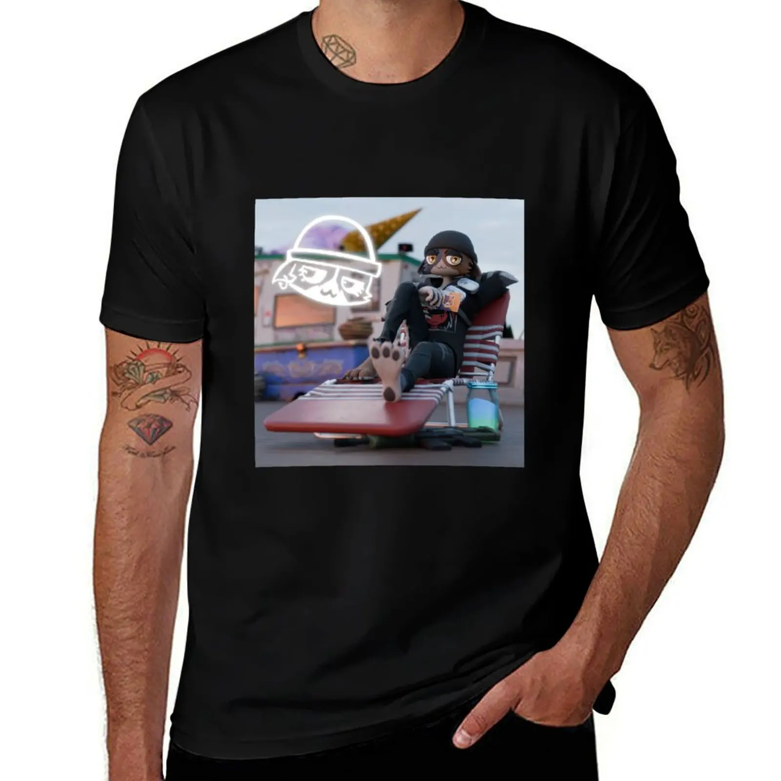 Meowskulls: Summer Rest T-Shirt Minimalist Graphic Tee Shirt T-Shirt