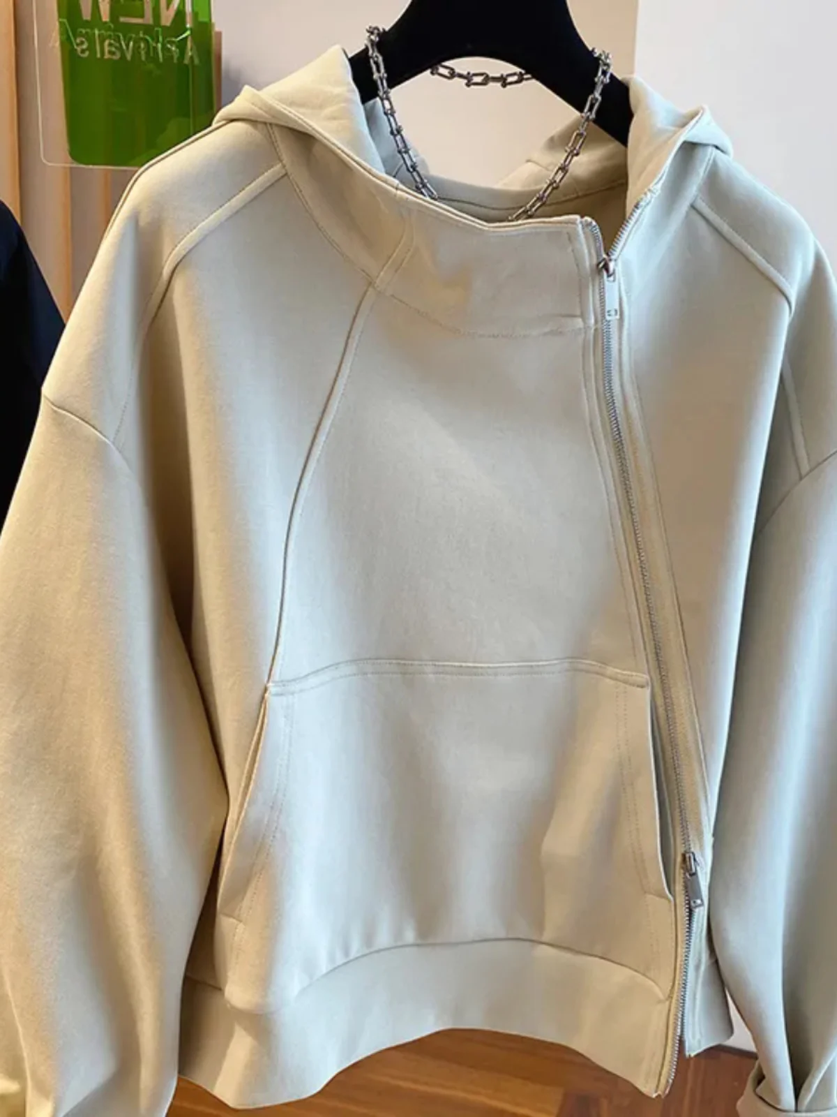 

Plus Size plus Size Hoodie Zipper Loose Fit ex Korean Sle Autumn Jaet Heavy Design Sensation Small Casual Streetwear