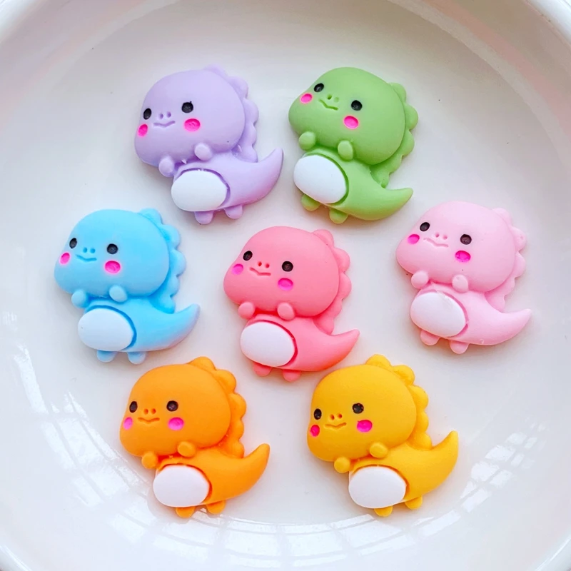 20Pcs New Cute Mini 19*20mm Cartoon Little Dinosaurl  Flat Back Resin Scrapbooking DIY Jewelry Craft Decoration Access