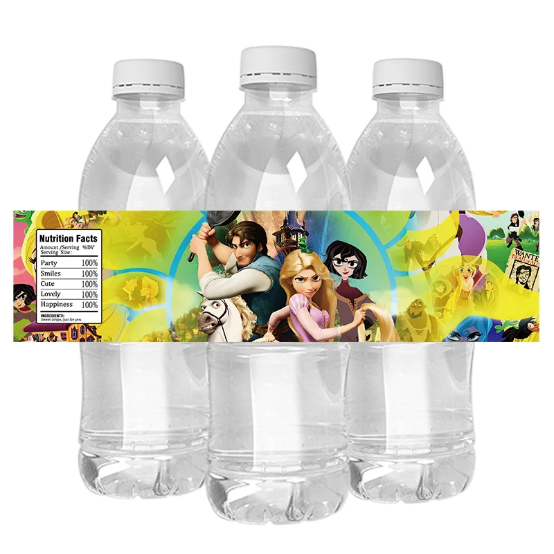 24pcs Tangled Rapunzel Water Bottle Labels Party Bottle Labels Kids Birthday Party Supplies Decor Princess Water Bottle Stickers