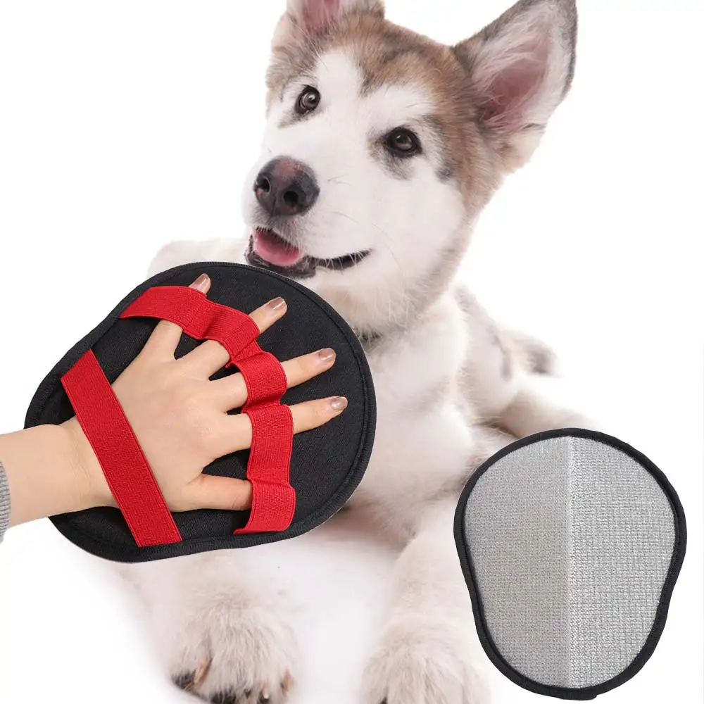 Cloth Pet Hair Removal Glove Reusable Hangable Dog Animal Hair Remover Tool with Massage Function 5-Finger Grooming Cleaner
