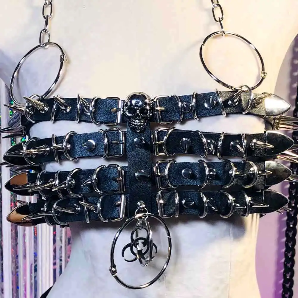 

90s Emo E-Girls Eco Gothic Tanks Grunge Harajuku Punk Rock Y2K Halter Camisole TOPS Skull Kawaii Goth Street Wear Studded Rivet