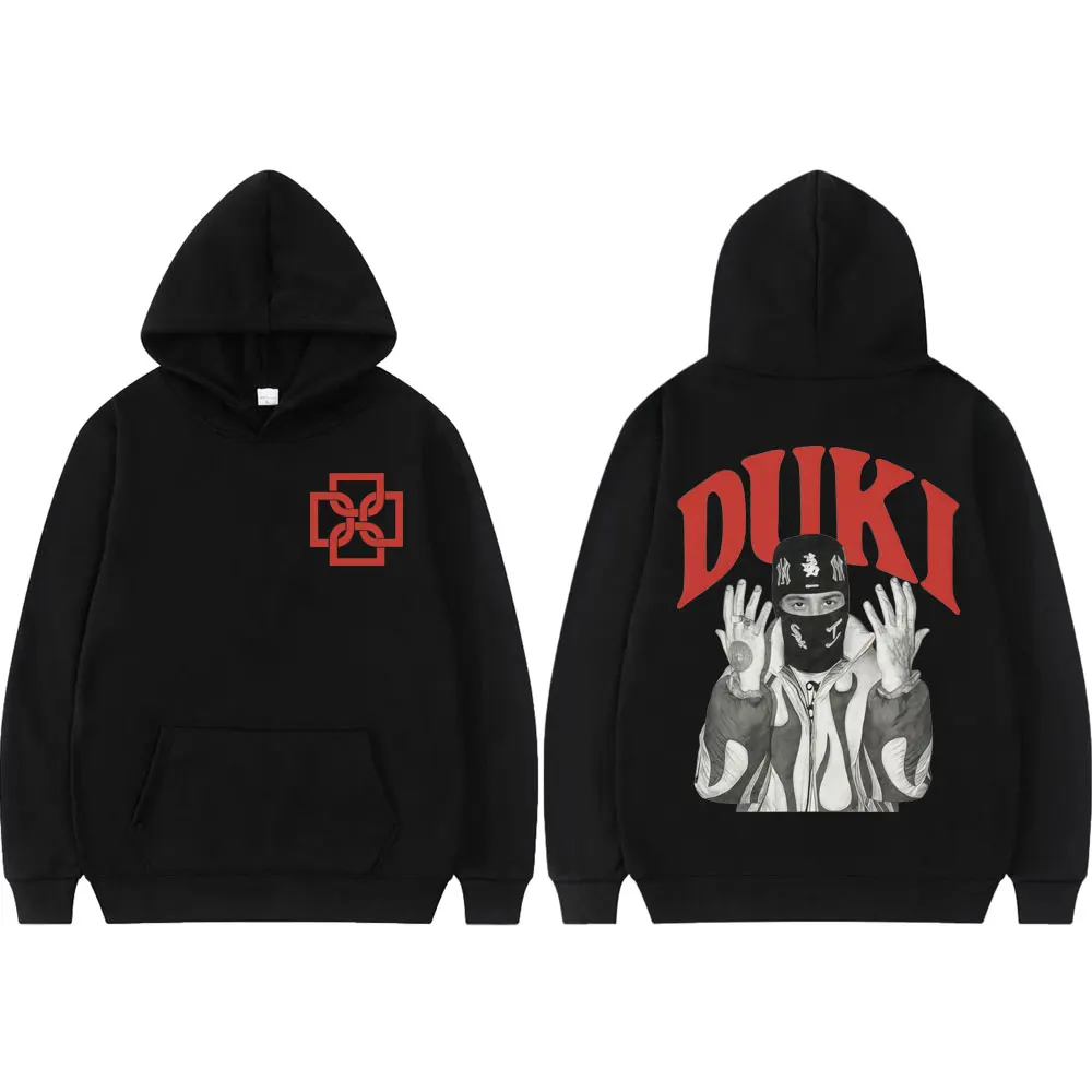 

Rapper Duki Double Sided Graphic Hoodies Men's Women's Fashion Vintage Hooded Sweatshirts Harajuku Hip Hop Pop Music Pullovers