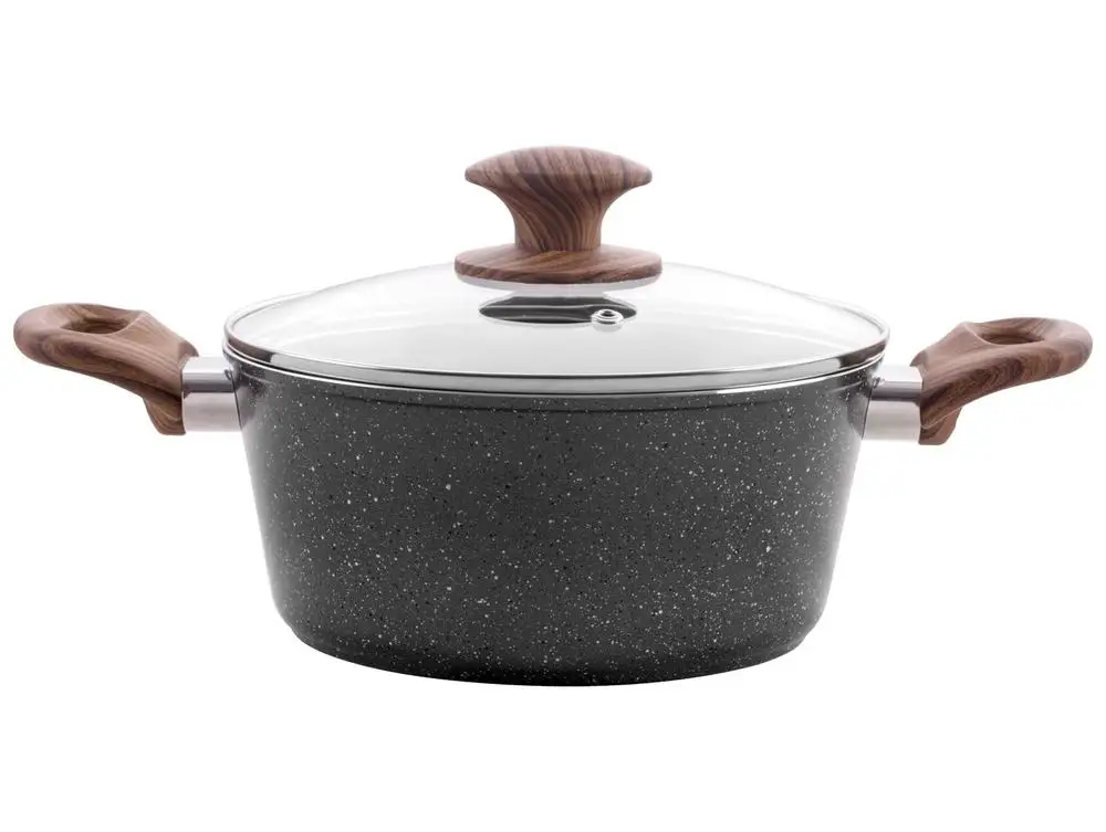 طقم أواني طهي برينوكس من الألومنيوم والرخام الرمادي 5 قطع من أوبتيما