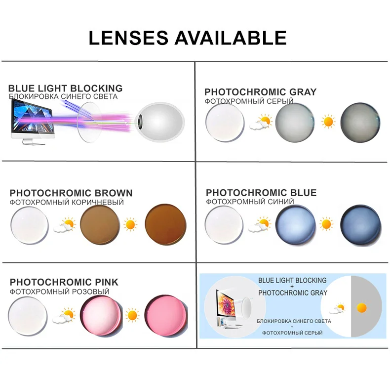 Myopie-0,5 ZU-10 Brillen Frauen Männer Kunststoff Rahmen Kurzsichtig Brillen Photochrome Oder Blau Licht Blockieren F143 – Detail 7