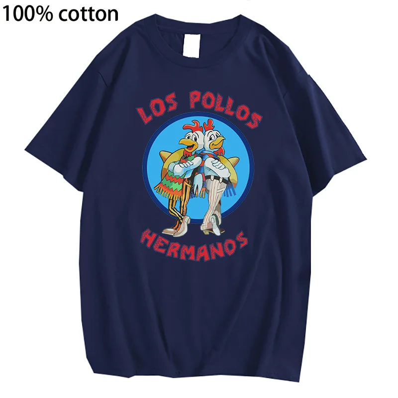 LOS POLLOS Hermanos Funny Printed T-Shirt Men Fashion Casual Short Sleeves Summer Cotton Breathable Tshirt Chicken Brothers Tees