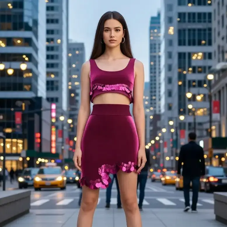 

Women's High Waist Bodycon Mini Skirt Burgundy Velvet Sequin Asymmetrical Hem Party Dress Summer Fashion Skirt New Fashion