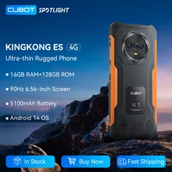 Cubot KingKong ES Smartphone Android resistente ultrafino, 16 GB de RAM (6 GB + 10 GB), 128 GB de ROM, pantalla de 6,56