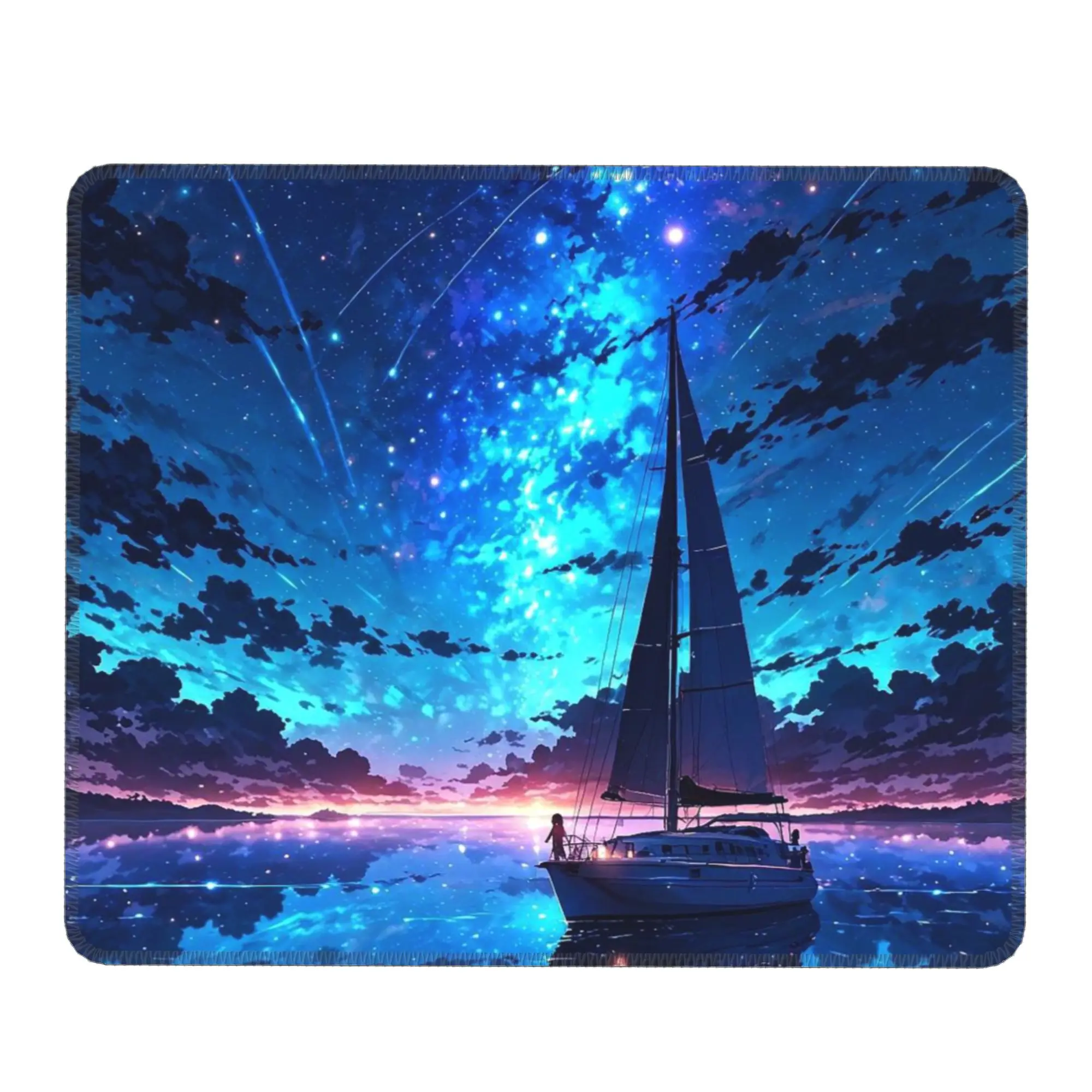 Starry Night Sailboat On The Sea Mouse Pad Computer Keyboard Mouse Mat Gamer PC Laptop Desk Mat Office Accessories Table Mats