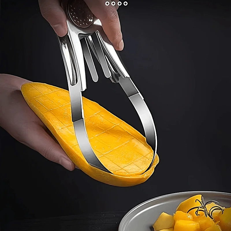 Mango Slicing Tool Stainless Steel Core Removal and Slicing Knife Multifunctional Fruit Cutter Quick Mango Meat Extractor