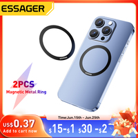 Essager 2PCS Magnetic Metal Ring 0.3mm Universal Sticker for iPhone 15 14 Pro MagSafe Magnet for Samsung Wireless Charging Plate
