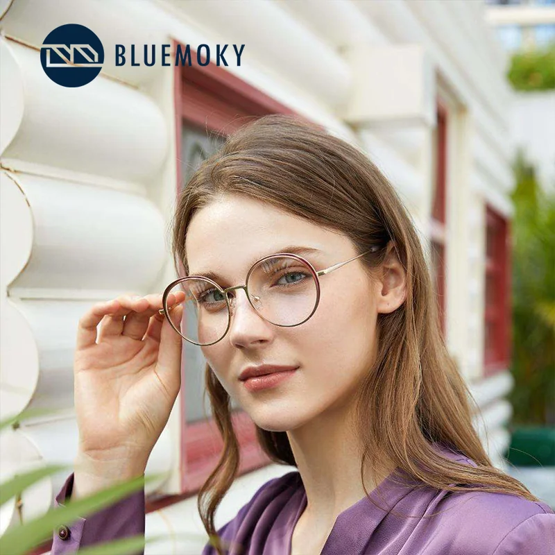 

Женские металлические оптические очки BLUEMOKY в круглой оправе, женские очки классического дизайна, очки без диоптрий