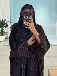 Abayas brodés avec écharpe pour femmes, Hijab musulman Eid, Abaya Jalabiya, Robes de soirée, Dubaï, Kaftan, Robe longue éducative, Cardigan