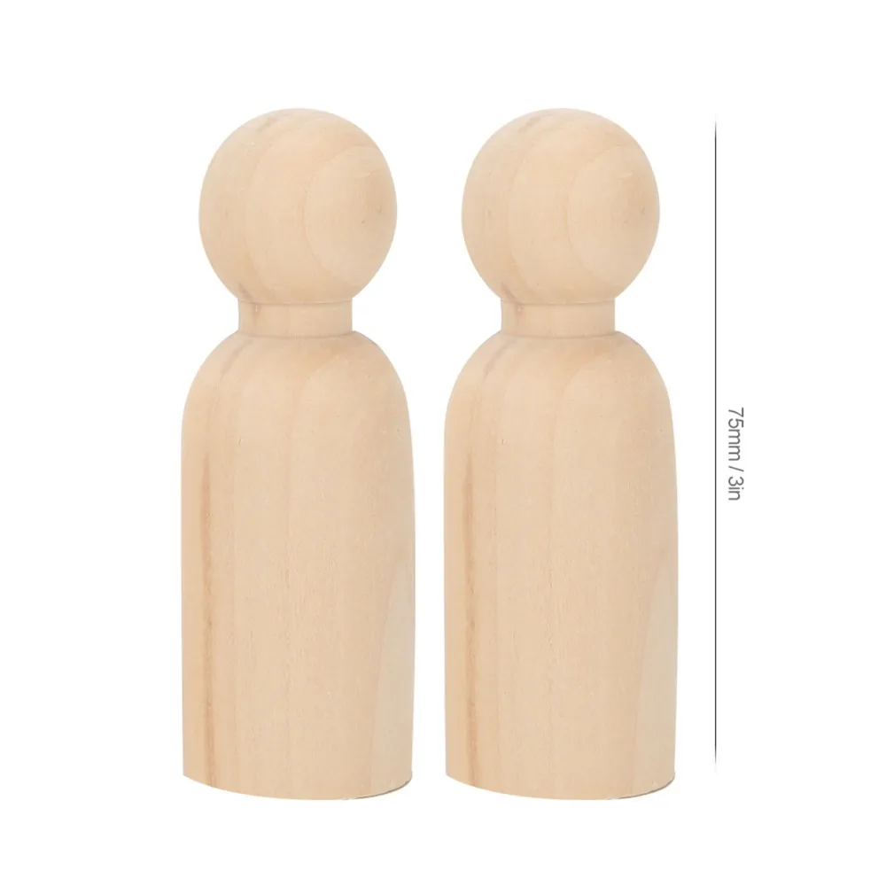 10pcs Artistic 75mm Size Wooden Peg Dolls Natural Wood Wooden Figures DIY Dolls Art Projects