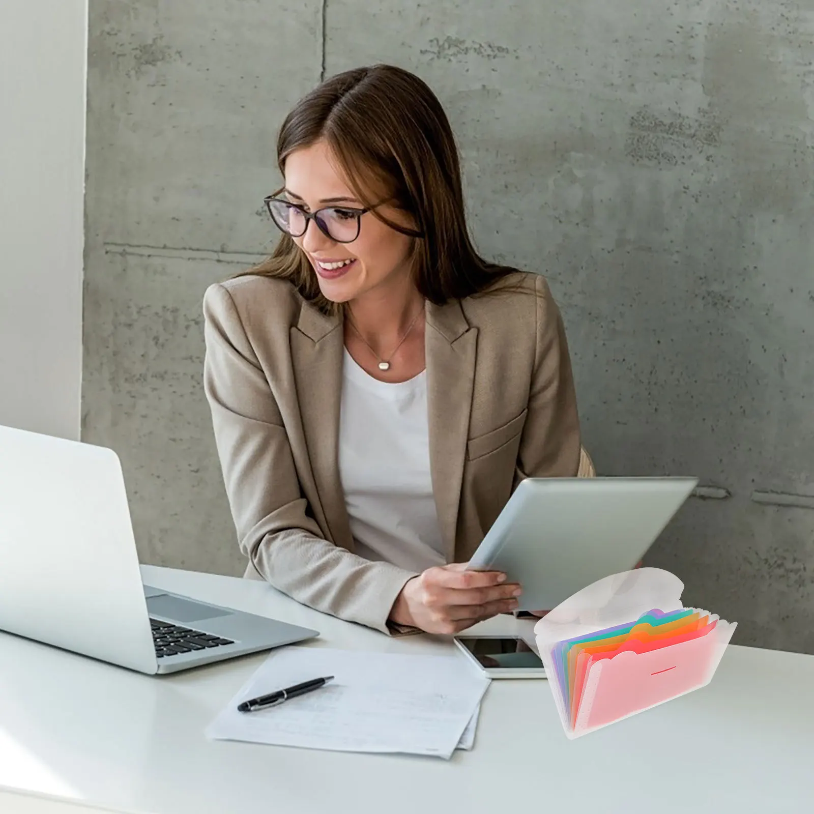 2 قطعة مجلد توسيع بلاستيكي مادة PP صغيرة الحجم خفيفة الوزن سهلة الحمل منظم مستندات المكتب المنزلي #2