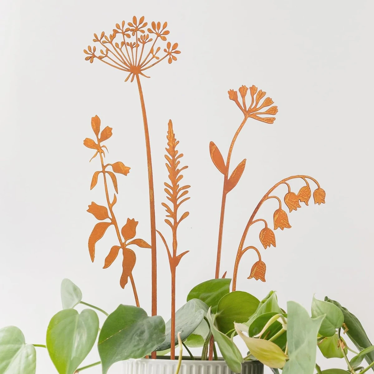 Rusty Metal Flowers, Wildflower Bouquet, Rusty Garden Art Wildflower Stakes, Floral Garden Farm Gift, Wedding Bouquet