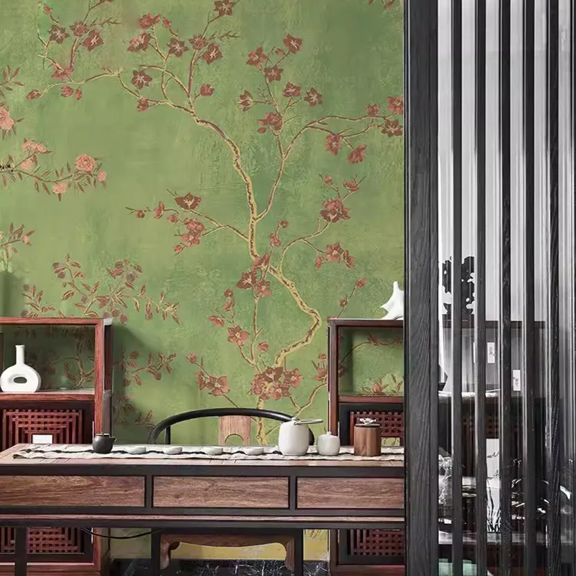 

Индивидуальные зеленые американские обои для ТВ-зоны, американские пасторальные фотообои, китайские обои с цветами и птицами для декора дома