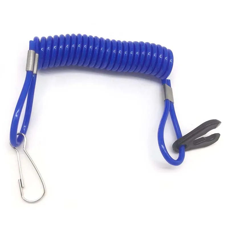 2PCS Jet Ski Safety Lanyard Tether Cord Boat Outboard Engine Safety Tether Blue Emergency Flameout Switch Drawstring