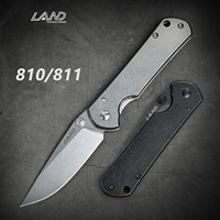 LAND 810/811 Folding Knife Outdoor Camping Hunting Wilderness Survival Edc Rescue Tool Portable Pocket Knives Stonewash Blade