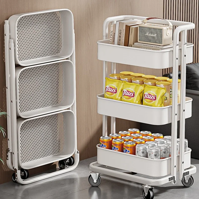 trolley multi-layer storage rack, mobile shelf floor snack bookshelf