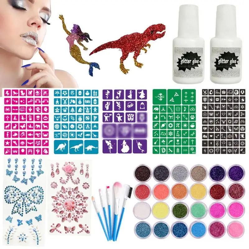 

Glitter Tattoos Temporary Glitter Tattoo Kit With Luminous Original Stationery Glitter Tattoo Studio Perfect Birthday Gifts For