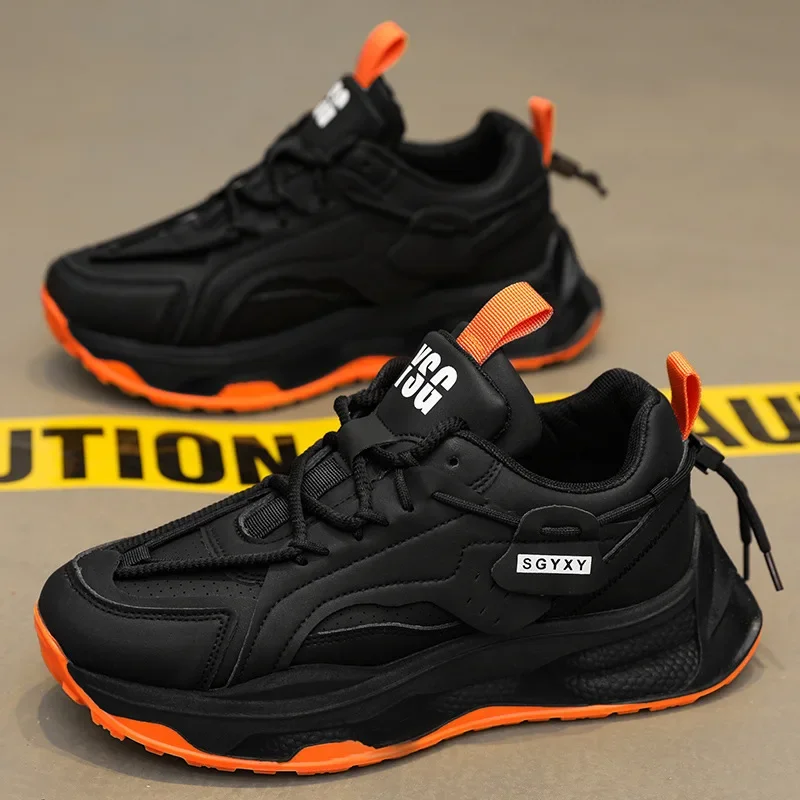 

Men's Winter New Thick Bottomed Increased Running Sports Shoes Solid Color Versatile Low Top Lace Up Dad Shoes Wholesale